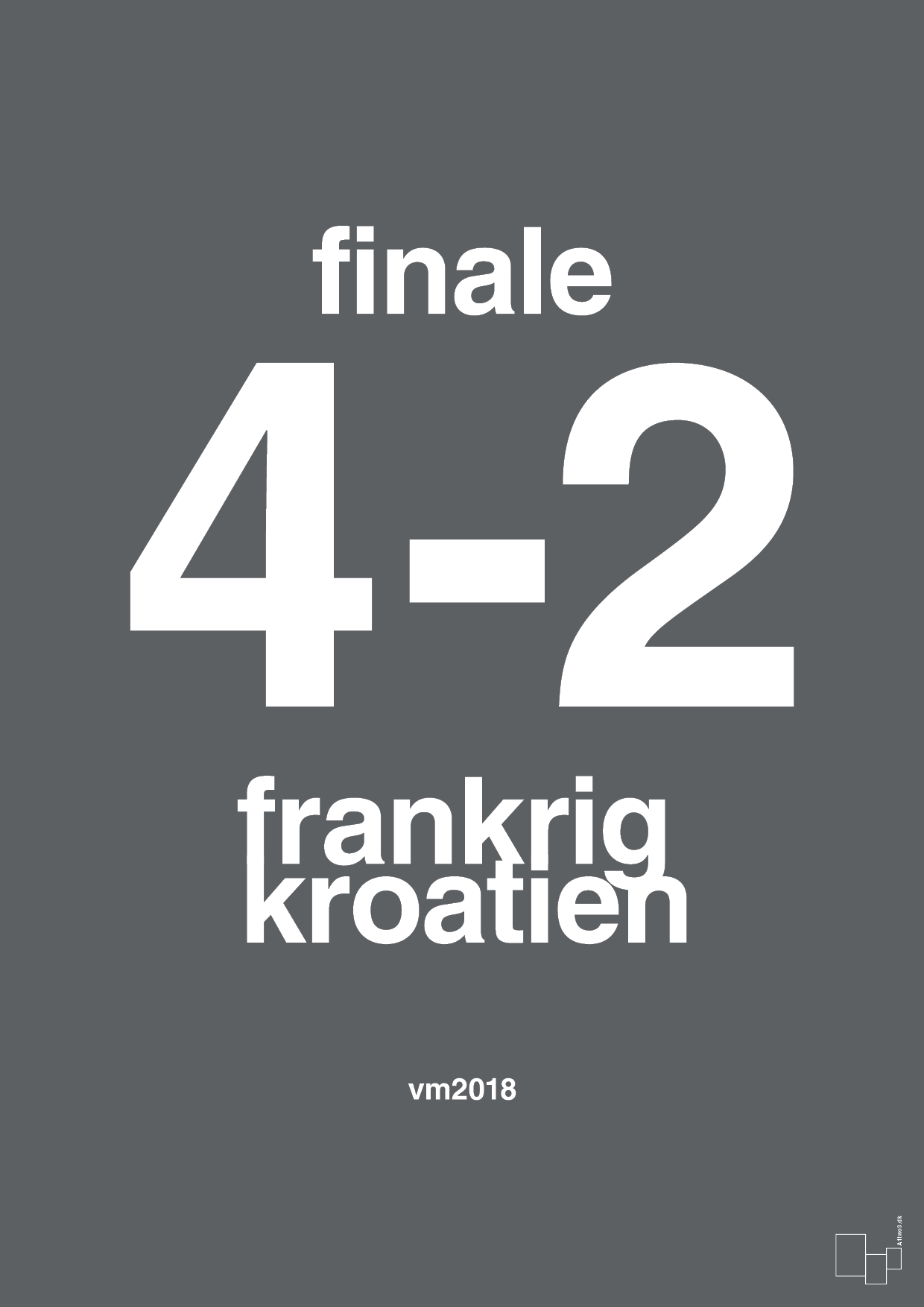plakat: resultat for fodbold vm finalen i 2018 - graphic charcoal-Fodbold-A1two3