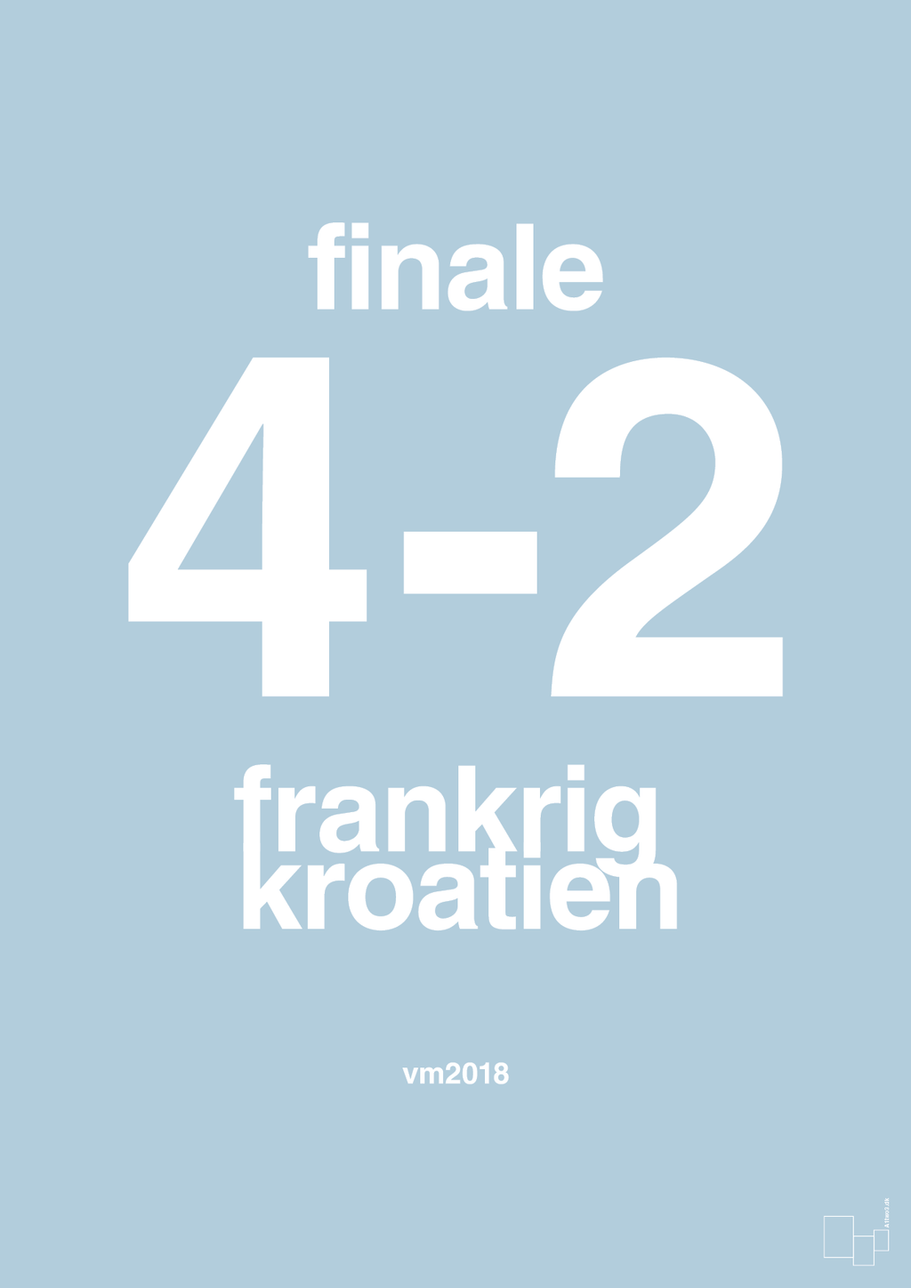 plakat: resultat for fodbold vm finalen i 2018 - heavenly blue-Fodbold-A1two3