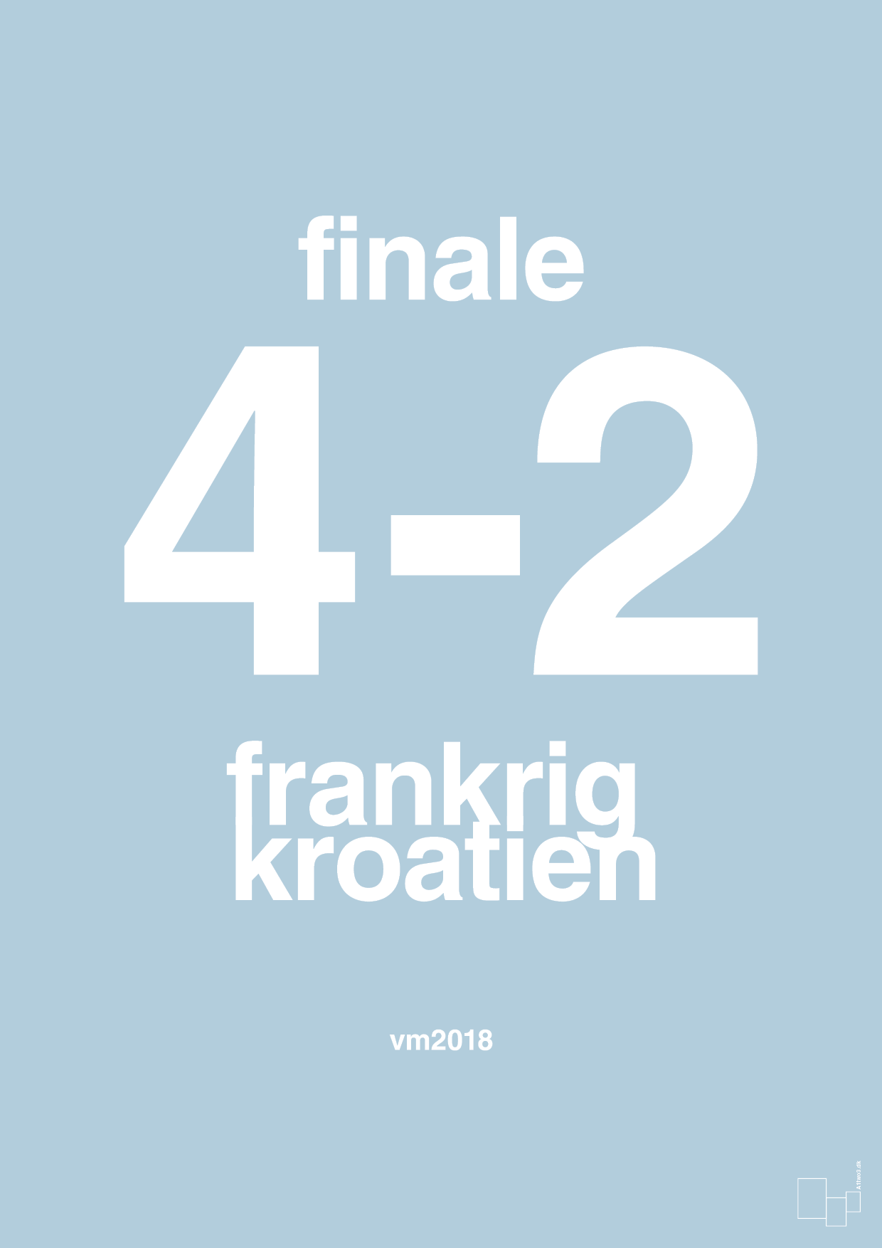 plakat: resultat for fodbold vm finalen i 2018 - heavenly blue-Fodbold-A1two3