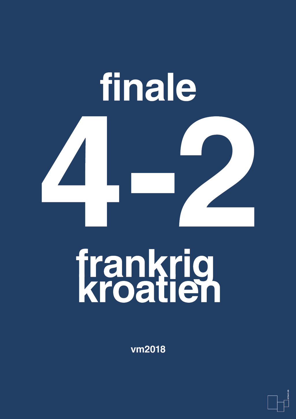 plakat: resultat for fodbold vm finalen i 2018 - lapis blue-Fodbold-A1two3