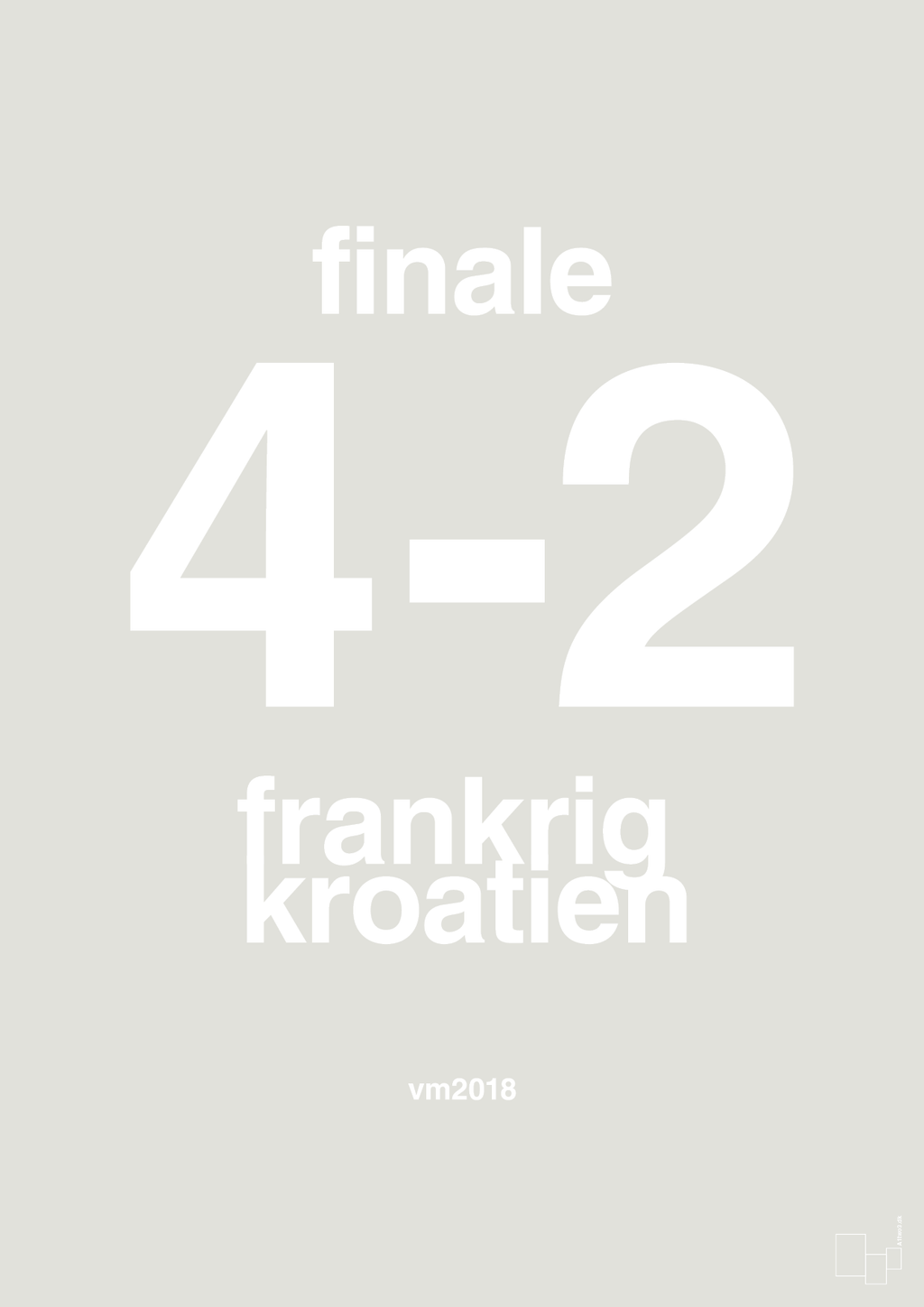 plakat: resultat for fodbold vm finalen i 2018 - painters white-Fodbold-A1two3