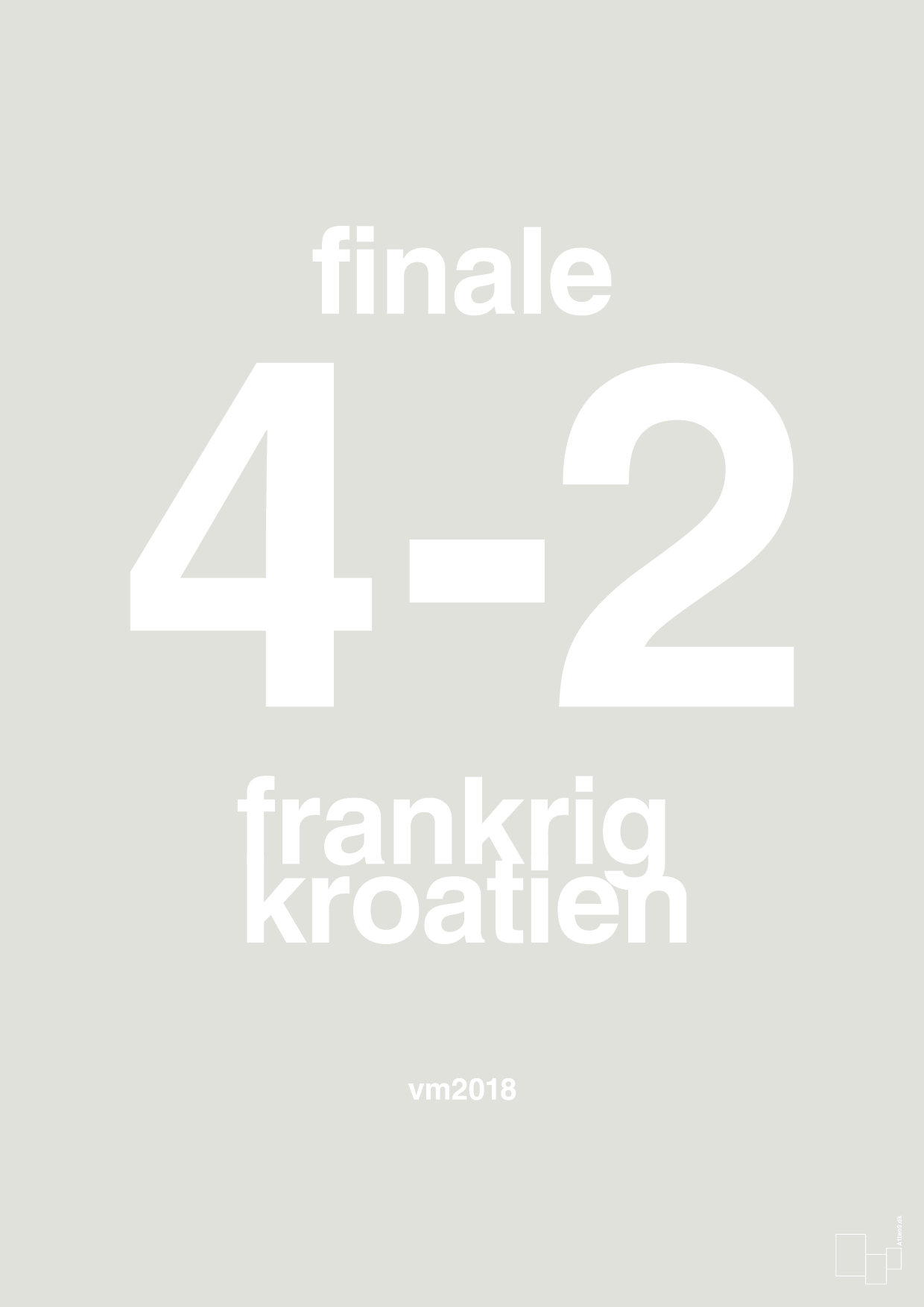 plakat: resultat for fodbold vm finalen i 2018 - painters white-Fodbold-A1two3