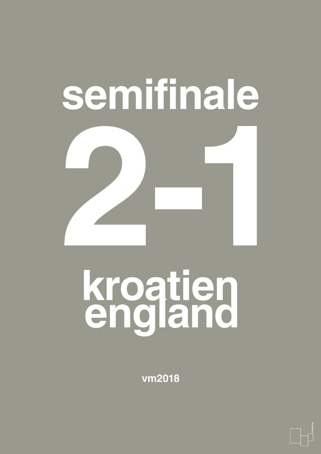 plakat: resultat for fodbold vm semifinale A i 2018 - battleship gray-Fodbold-A1two3