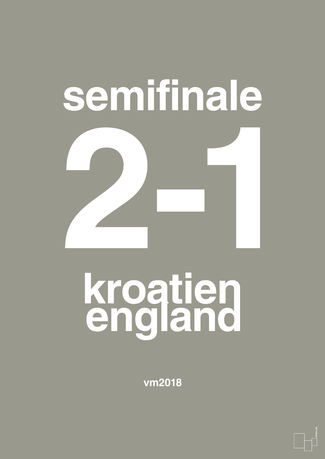 plakat: resultat for fodbold vm semifinale A i 2018 - battleship gray-Fodbold-A1two3