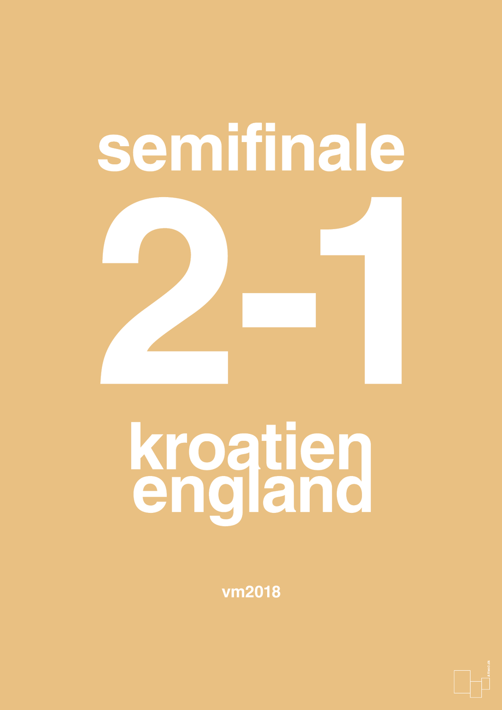 plakat: resultat for fodbold vm semifinale A i 2018 - charismatic-Fodbold-A1two3