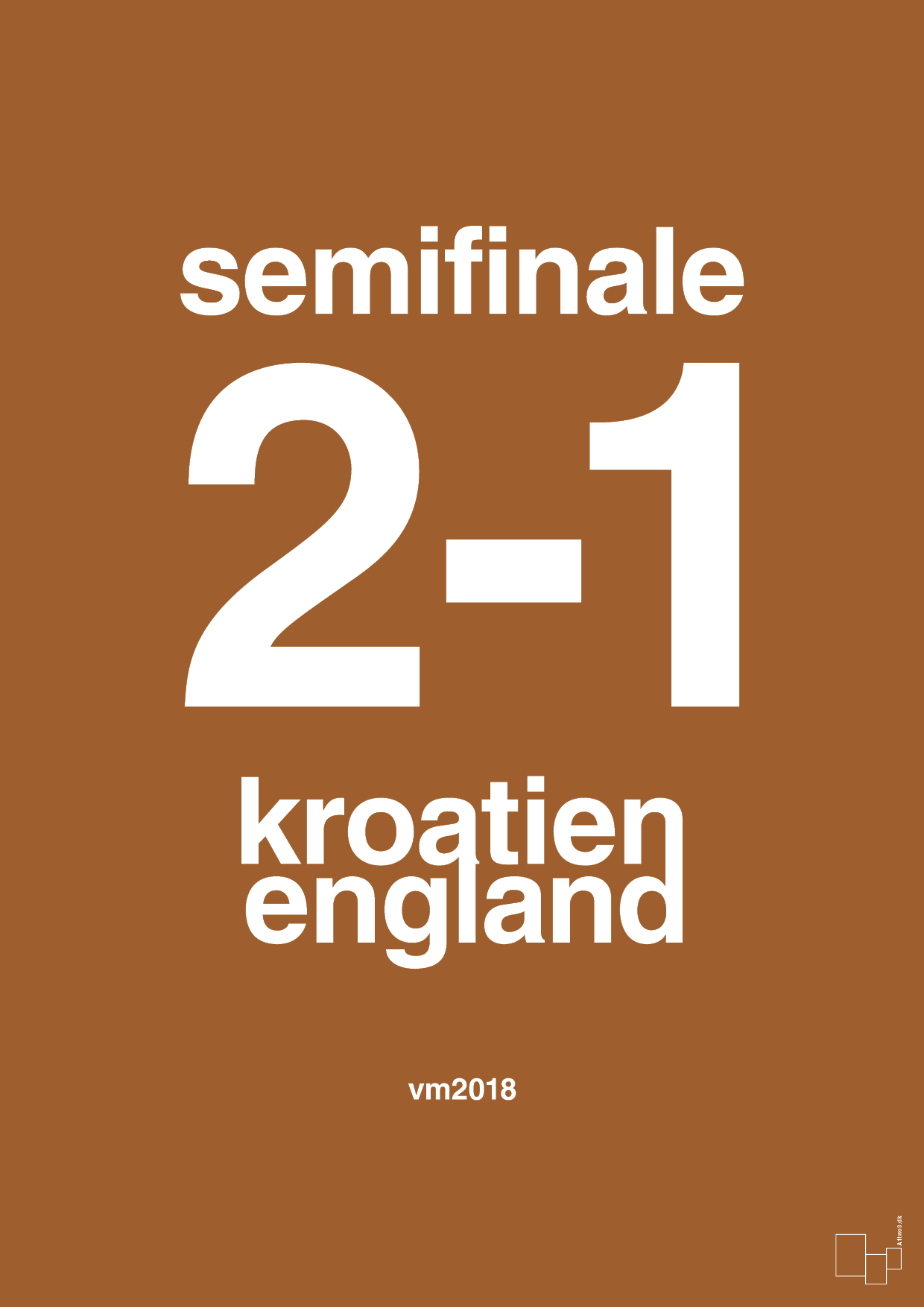 plakat: resultat for fodbold vm semifinale A i 2018 - cognac-Fodbold-A1two3