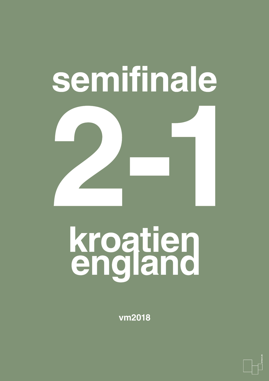 plakat: resultat for fodbold vm semifinale A i 2018 - jade-Fodbold-A1two3