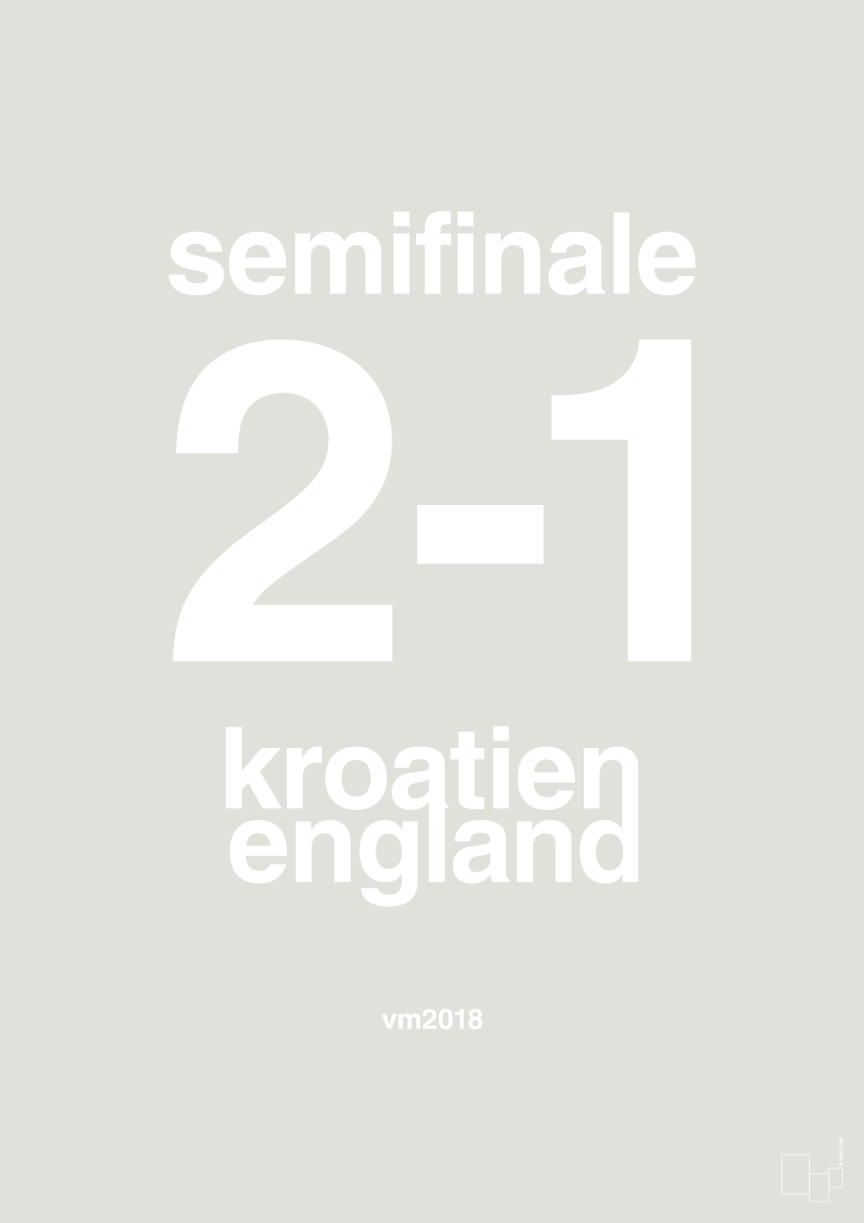 plakat: resultat for fodbold vm semifinale A i 2018 - painters white-Fodbold-A1two3