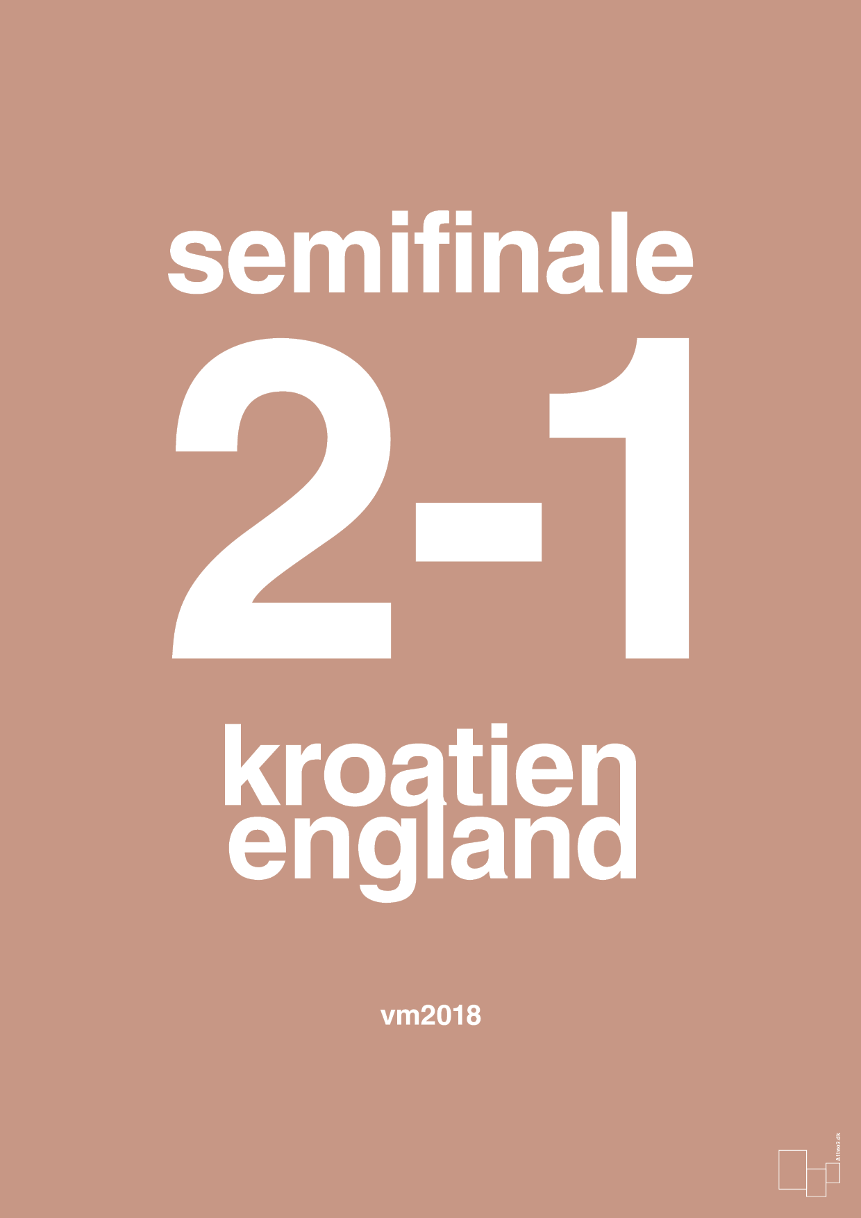 plakat: resultat for fodbold vm semifinale A i 2018 - powder-Fodbold-A1two3
