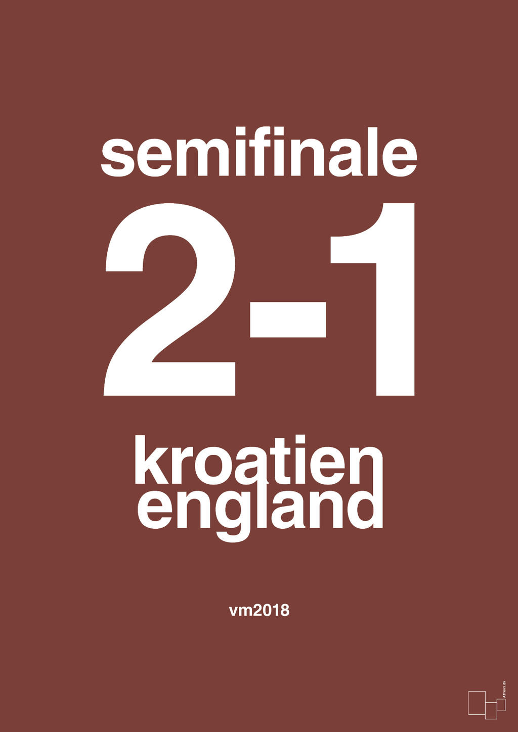 plakat: resultat for fodbold vm semifinale A i 2018 - red pepper-Fodbold-A1two3