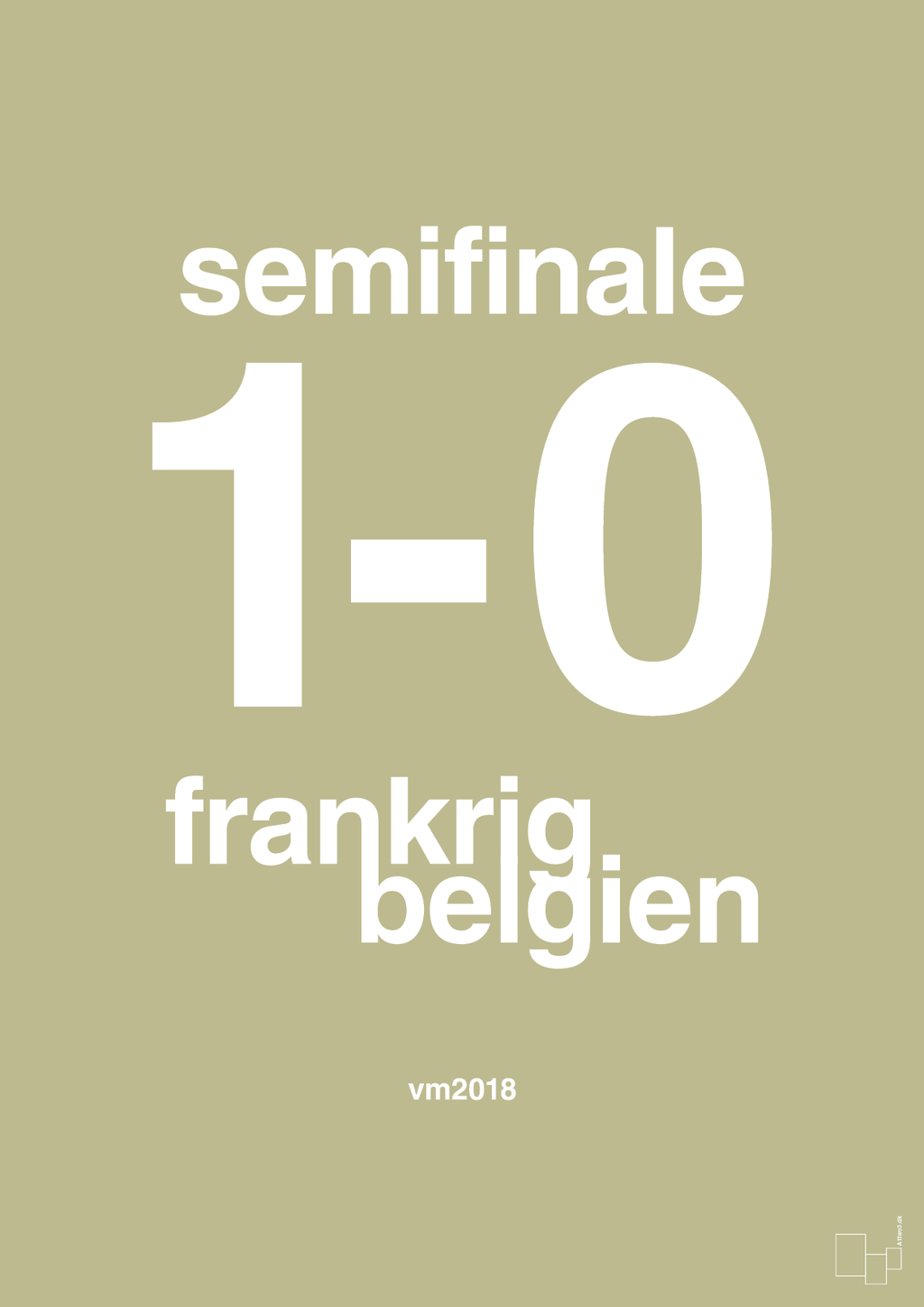 plakat: resultat for fodbold vm semifinale B i 2018 - back to nature-Fodbold-A1two3
