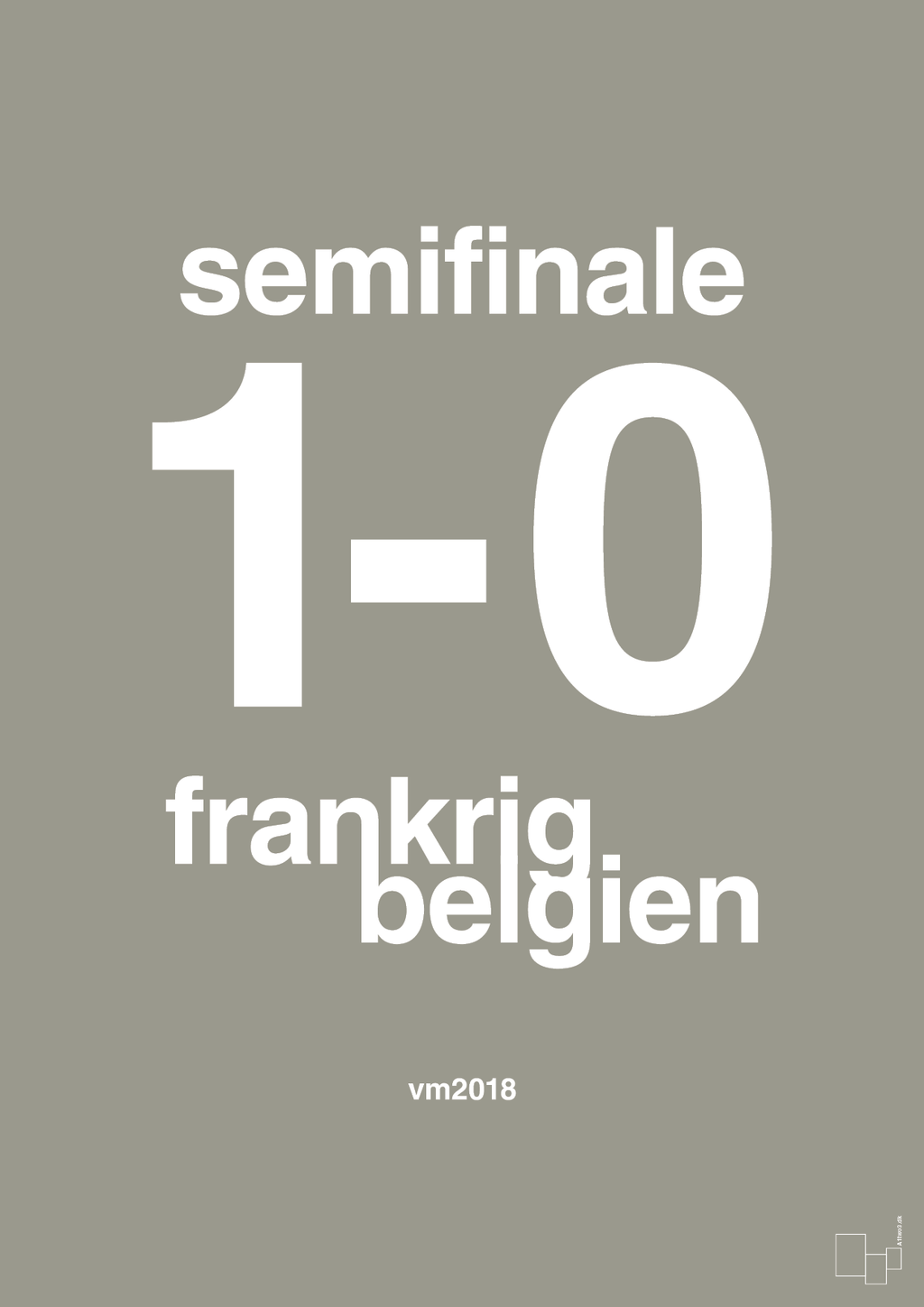 plakat: resultat for fodbold vm semifinale B i 2018 - battleship gray-Fodbold-A1two3