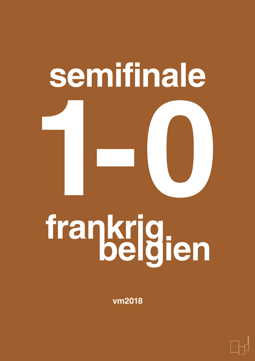 plakat: resultat for fodbold vm semifinale B i 2018 - cognac-Fodbold-A1two3