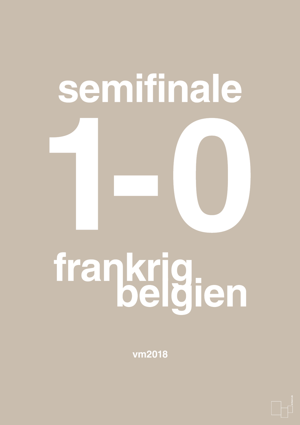 plakat: resultat for fodbold vm semifinale B i 2018 - creamy mushroom-Fodbold-A1two3