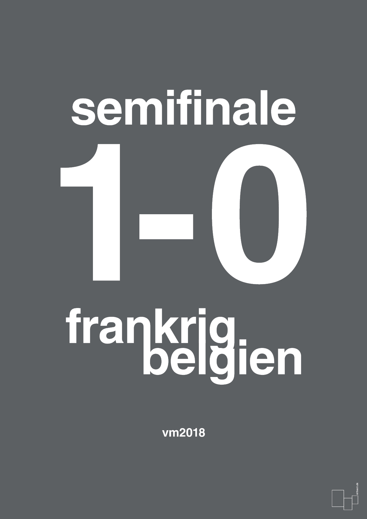 plakat: resultat for fodbold vm semifinale B i 2018 - graphic charcoal-Fodbold-A1two3