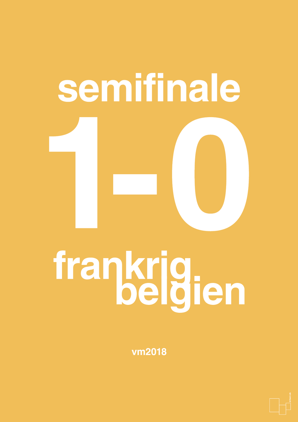 plakat: resultat for fodbold vm semifinale B i 2018 - honeycomb-Fodbold-A1two3
