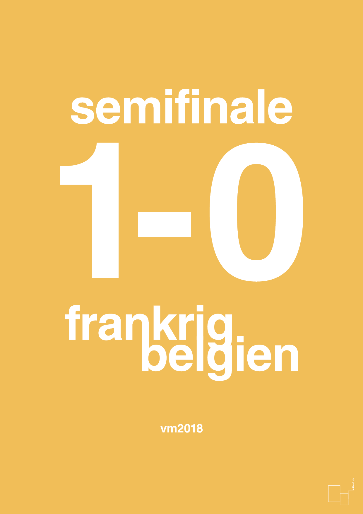 plakat: resultat for fodbold vm semifinale B i 2018 - honeycomb-Fodbold-A1two3