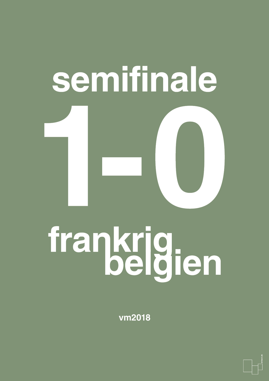 plakat: resultat for fodbold vm semifinale B i 2018 - jade-Fodbold-A1two3