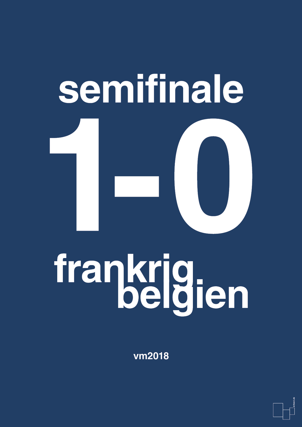 plakat: resultat for fodbold vm semifinale B i 2018 - lapis blue-Fodbold-A1two3