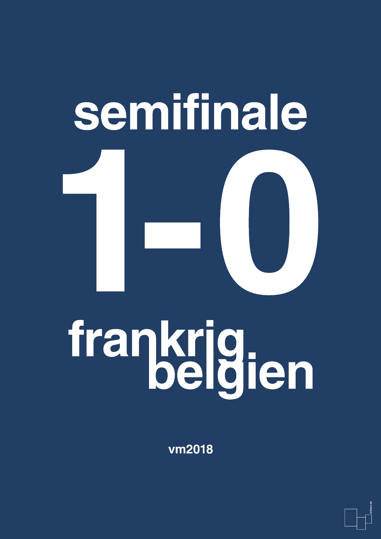 plakat: resultat for fodbold vm semifinale B i 2018 - lapis blue-Fodbold-A1two3