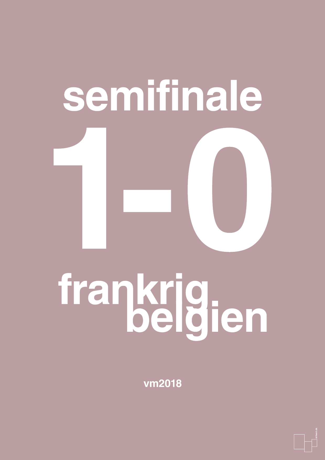 plakat: resultat for fodbold vm semifinale B i 2018 - light rose-Fodbold-A1two3