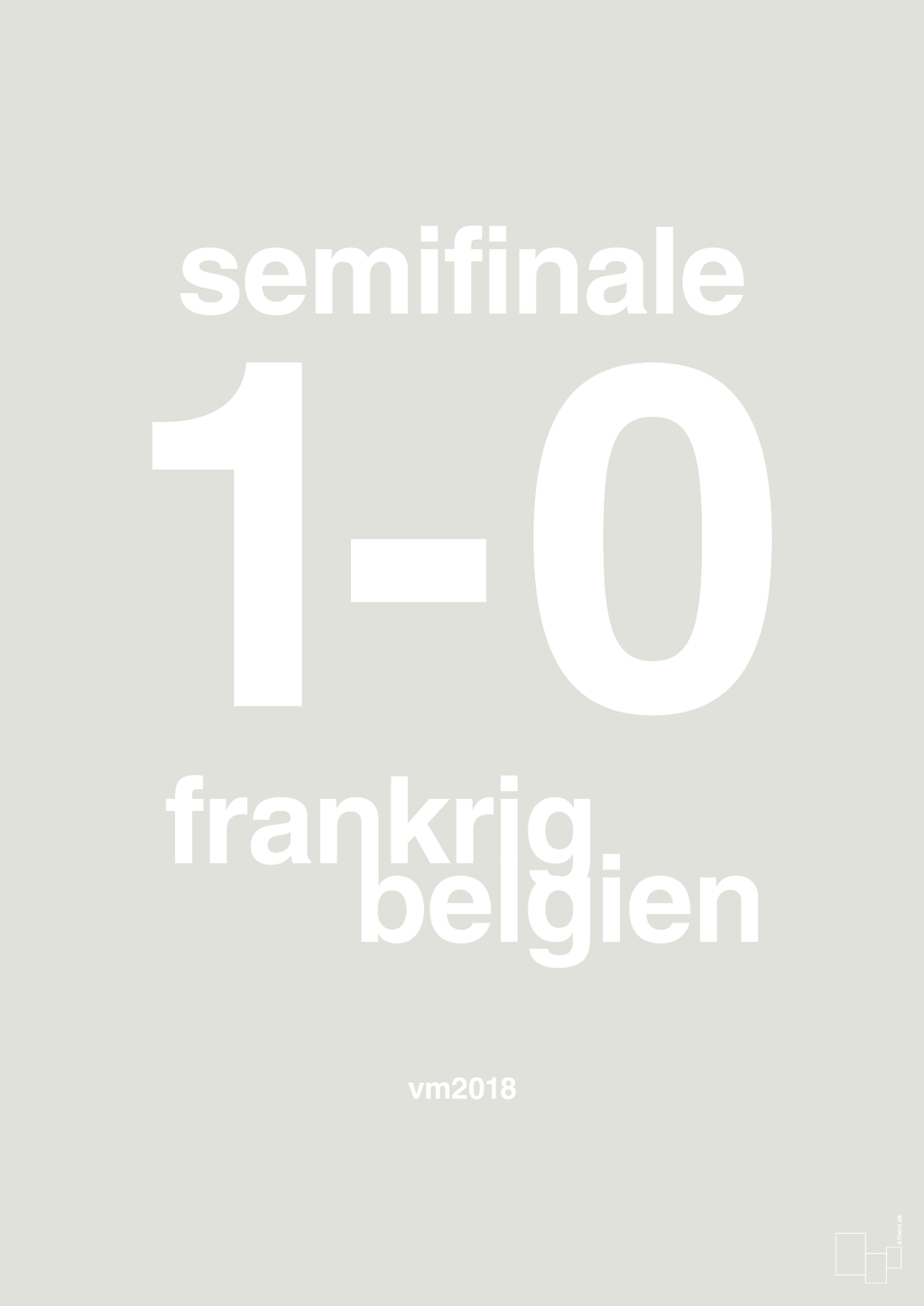 plakat: resultat for fodbold vm semifinale B i 2018 - painters white-Fodbold-A1two3