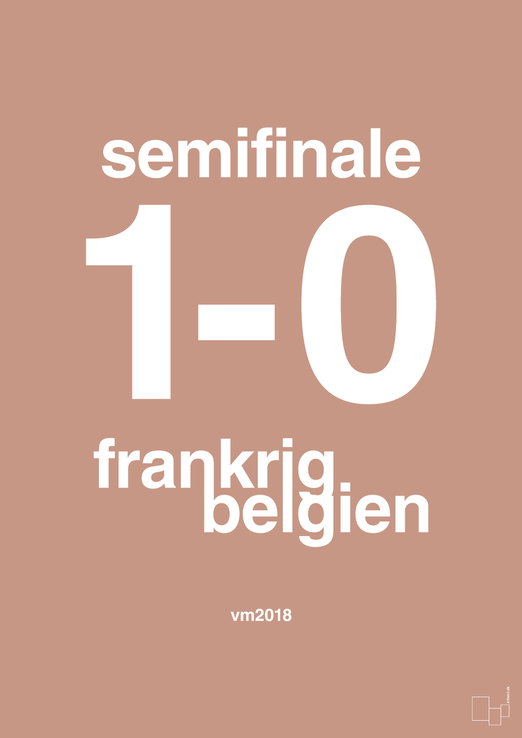 plakat: resultat for fodbold vm semifinale B i 2018 - powder-Fodbold-A1two3