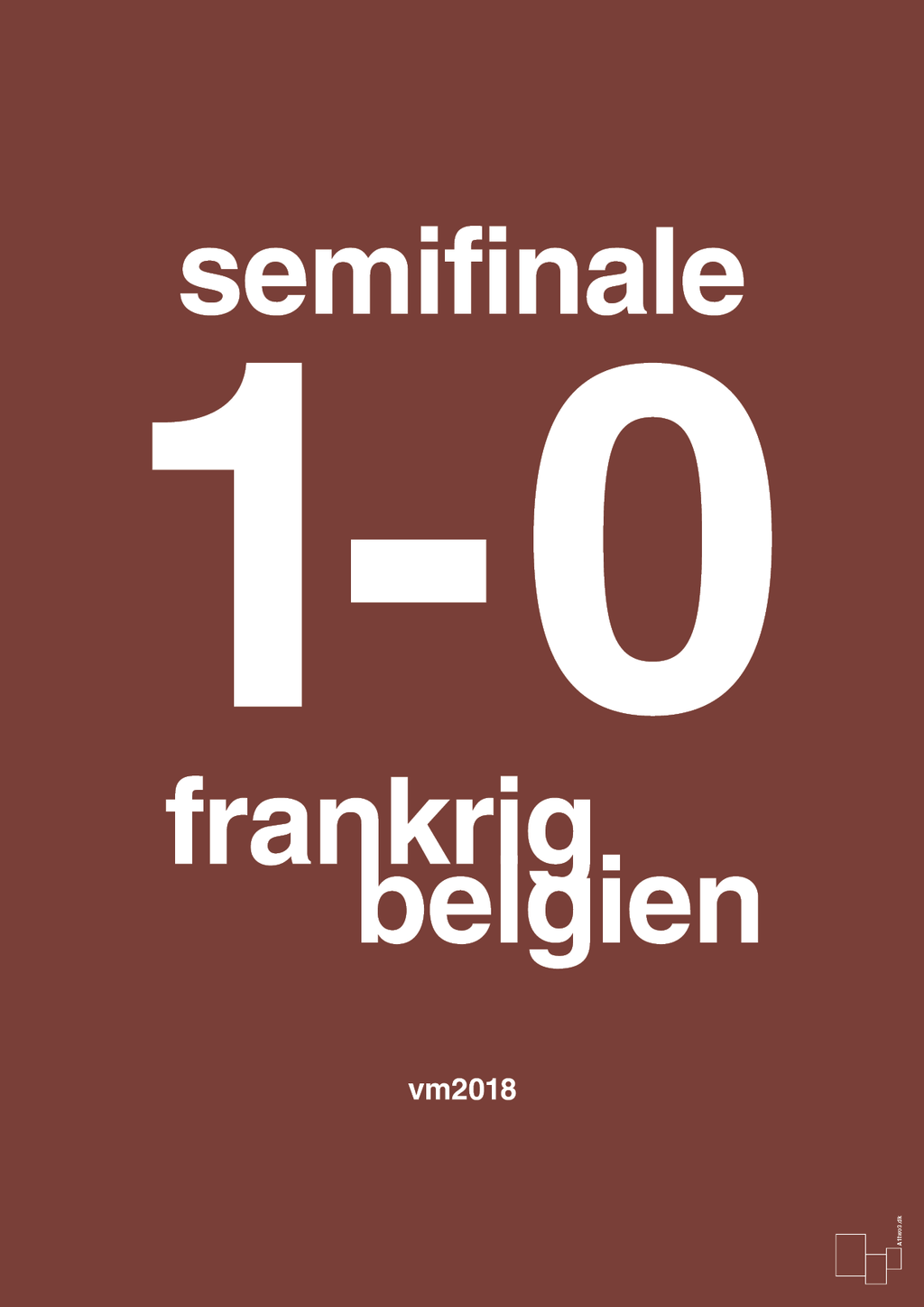 plakat: resultat for fodbold vm semifinale B i 2018 - red pepper-Fodbold-A1two3
