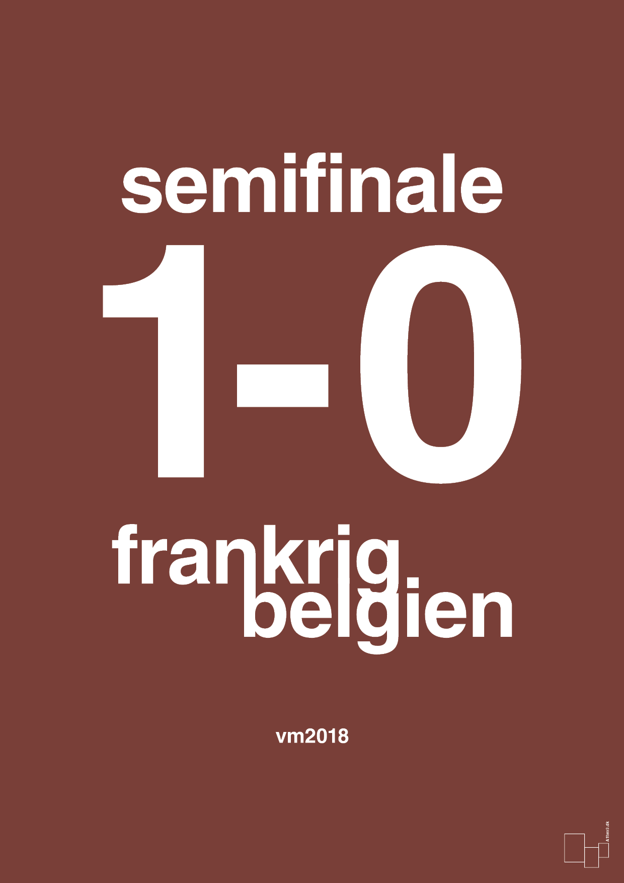 plakat: resultat for fodbold vm semifinale B i 2018 - red pepper-Fodbold-A1two3