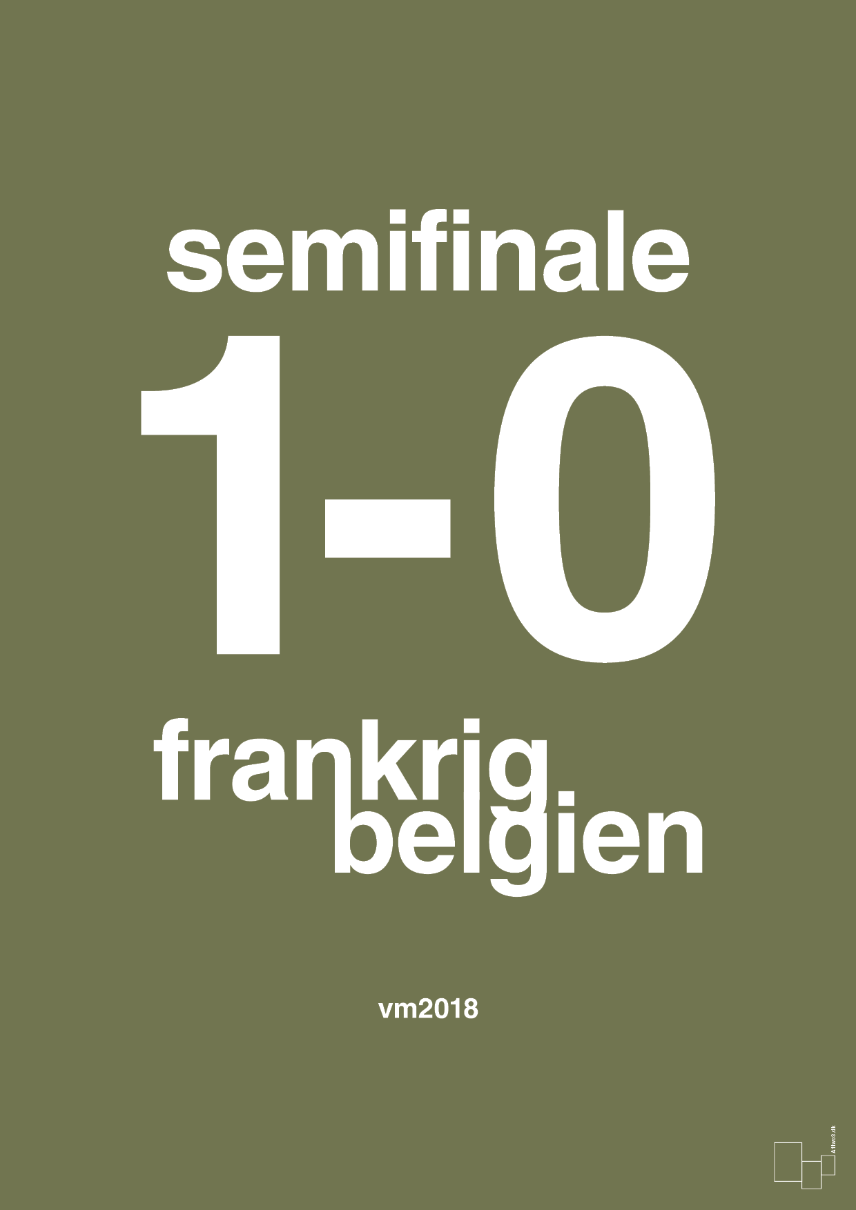 plakat: resultat for fodbold vm semifinale B i 2018 - secret meadow-Fodbold-A1two3