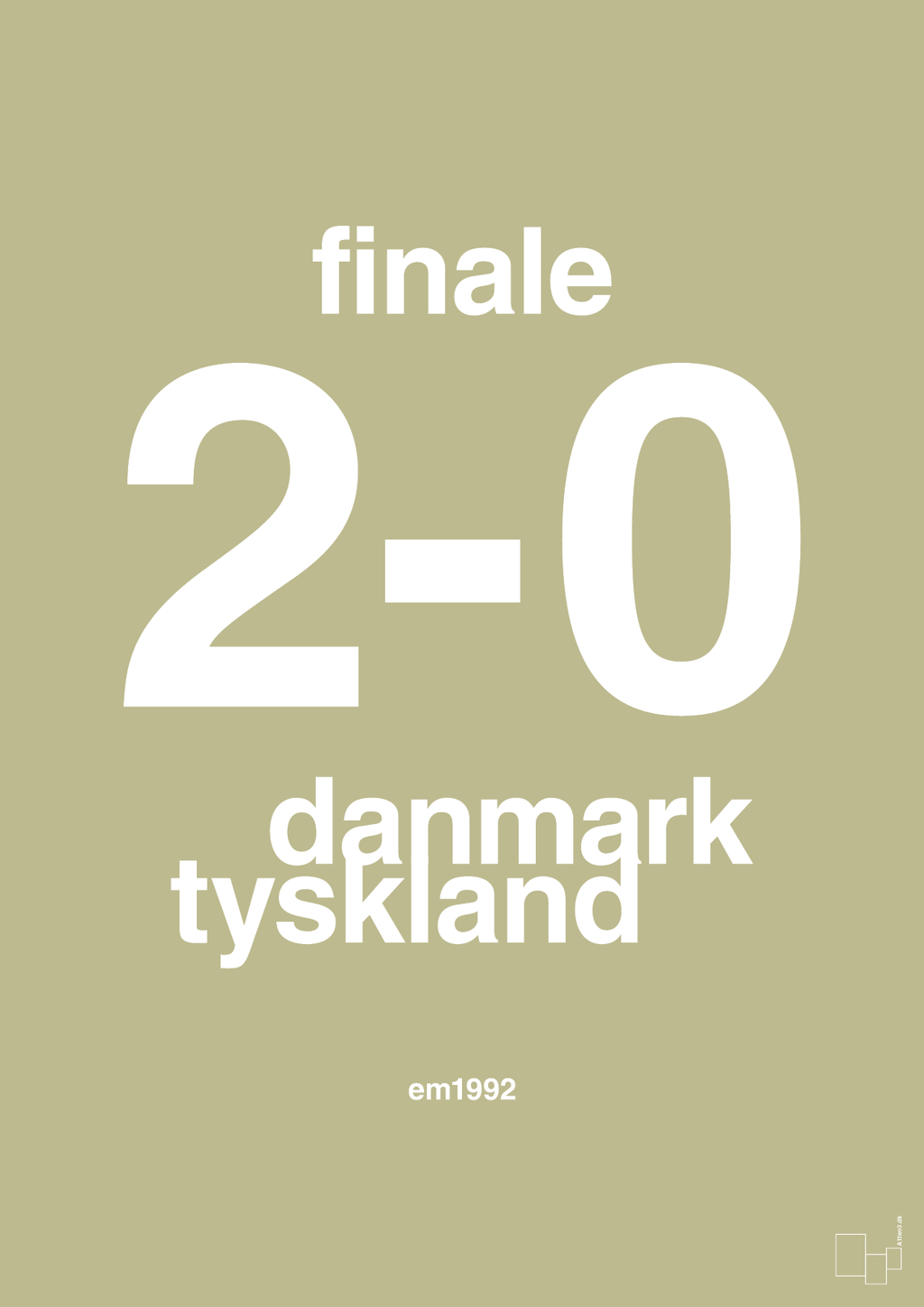 plakat: resultat for fodbold em finalen i 1992 - back to nature-Fodbold-A1two3