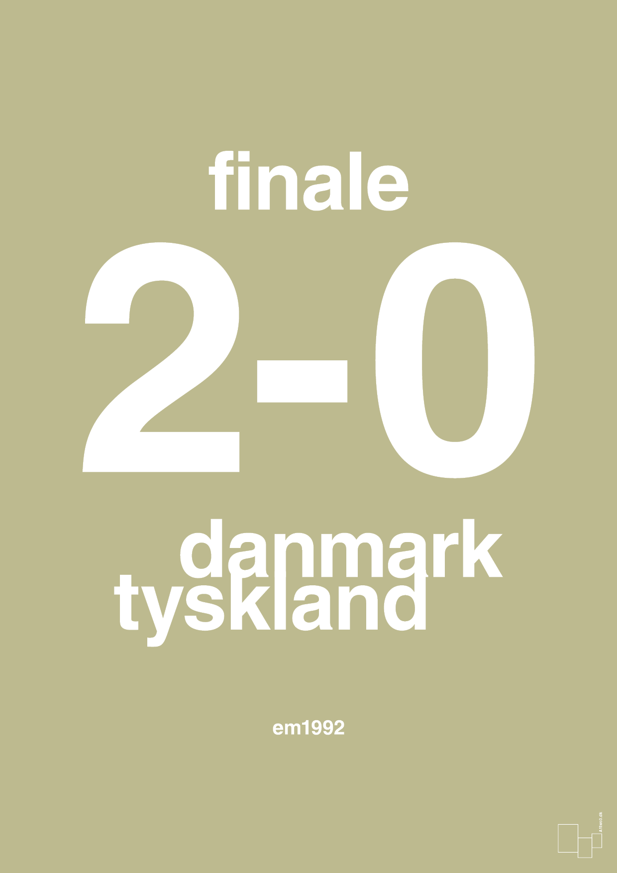 plakat: resultat for fodbold em finalen i 1992 - back to nature-Fodbold-A1two3