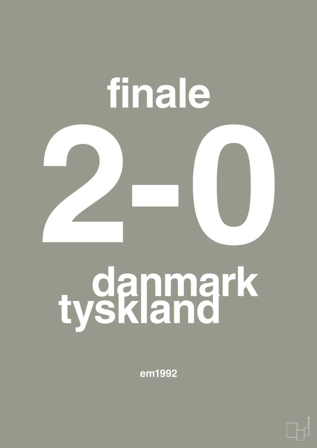 plakat: resultat for fodbold em finalen i 1992 - battleship gray-Fodbold-A1two3