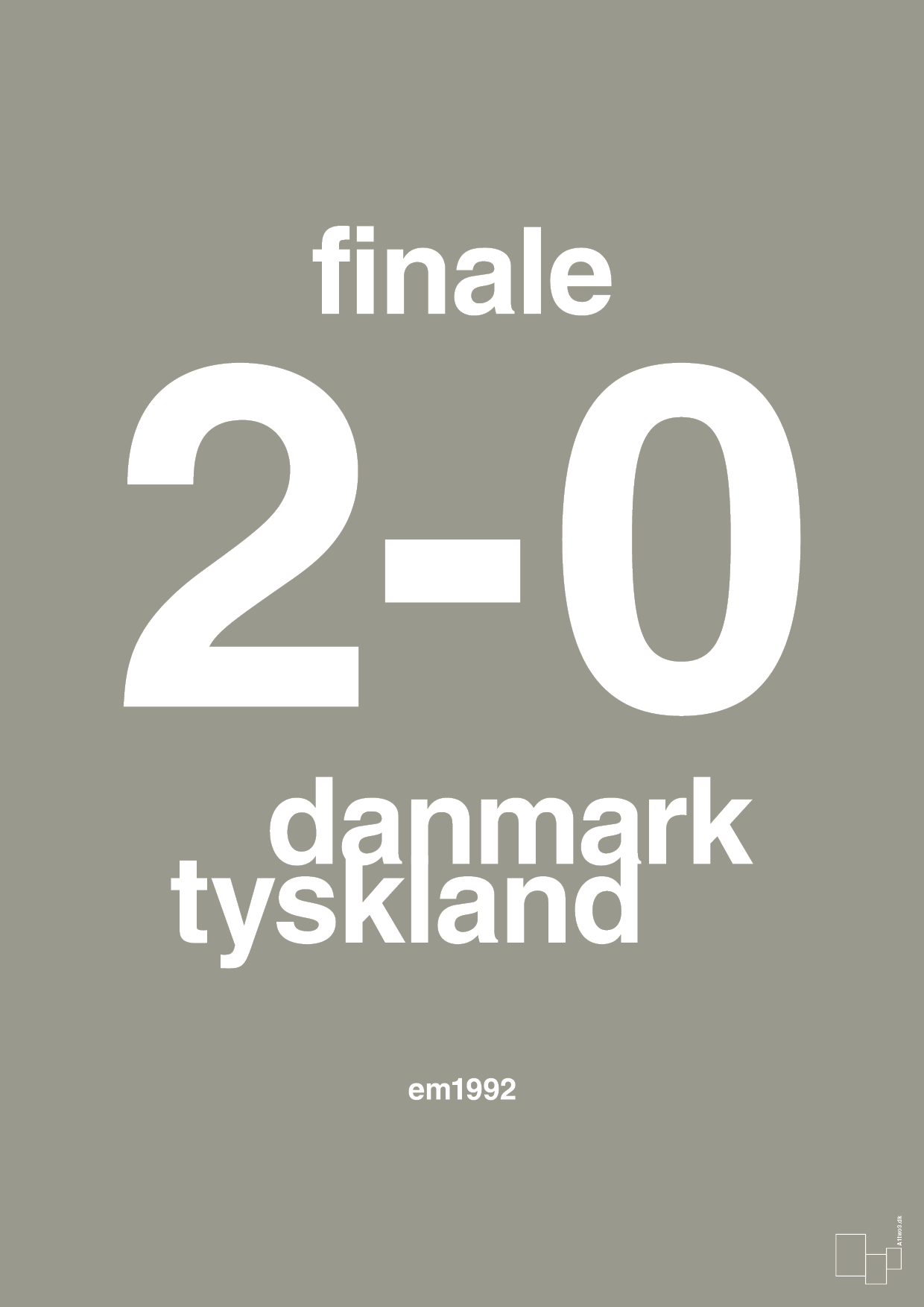 plakat: resultat for fodbold em finalen i 1992 - battleship gray-Fodbold-A1two3