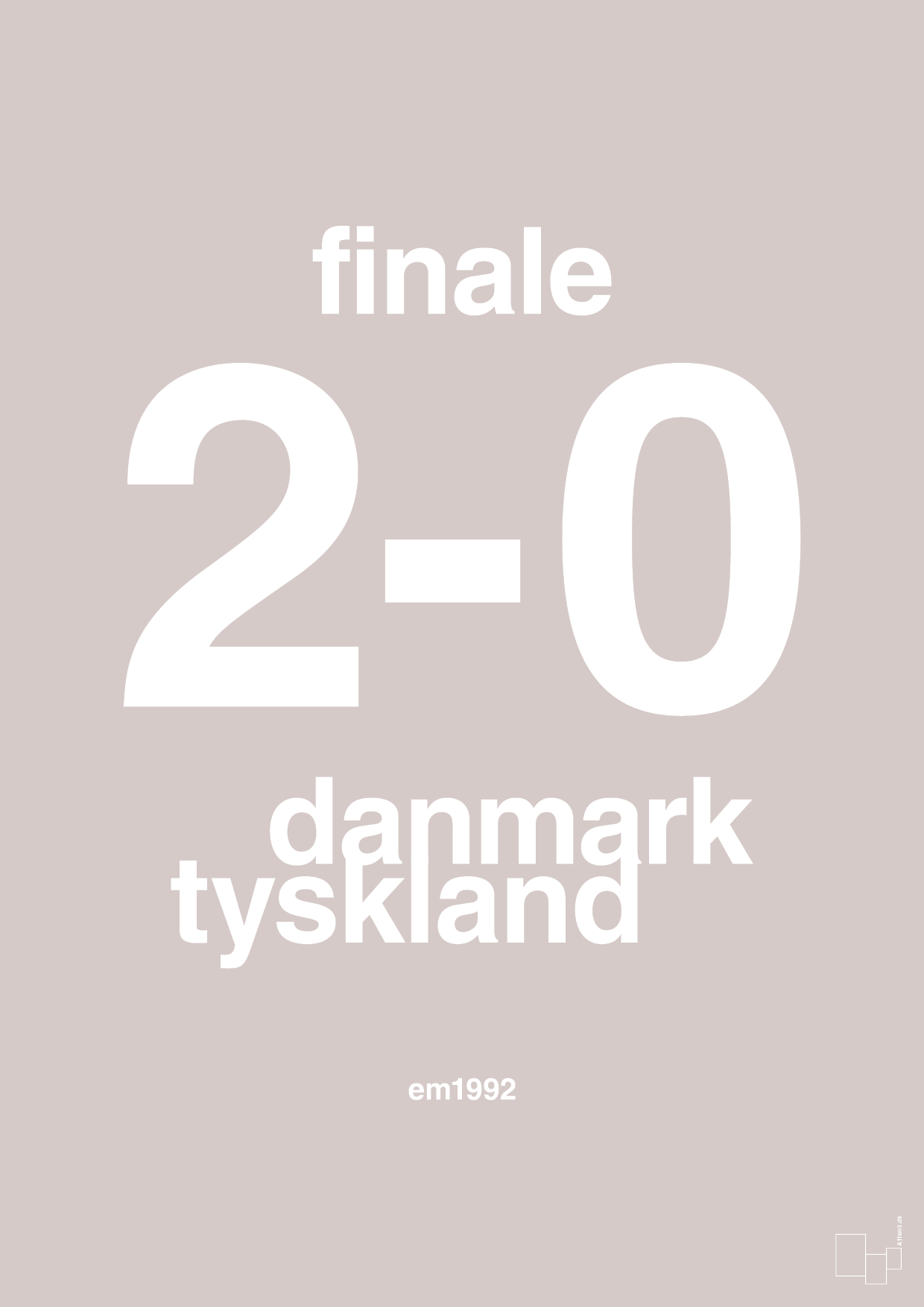 plakat: resultat for fodbold em finalen i 1992 - broken beige-Fodbold-A1two3