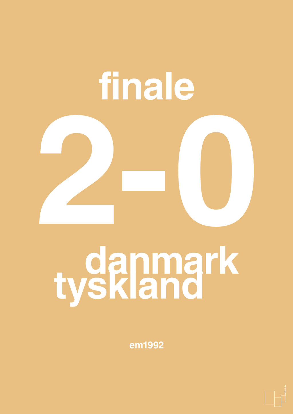 plakat: resultat for fodbold em finalen i 1992 - charismatic-Fodbold-A1two3