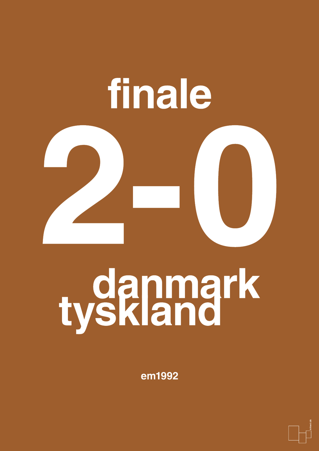 plakat: resultat for fodbold em finalen i 1992 - cognac-Fodbold-A1two3