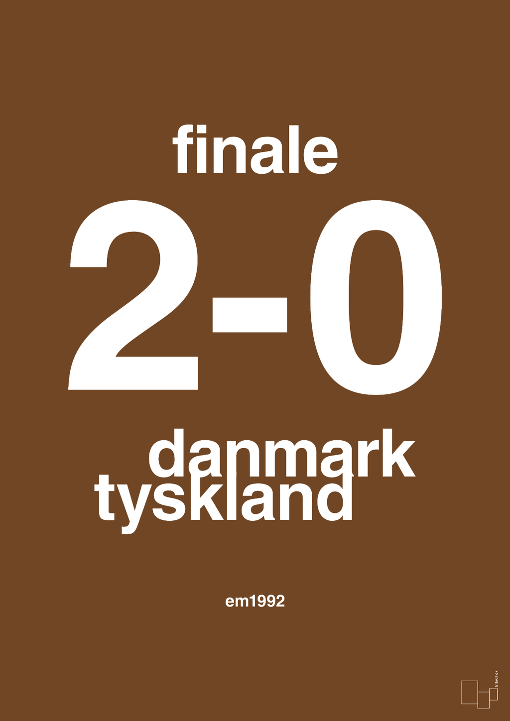 plakat: resultat for fodbold em finalen i 1992 - dark brown-Fodbold-A1two3