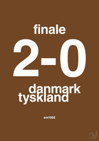 plakat: resultat for fodbold em finalen i 1992 - dark brown-Fodbold-A1two3
