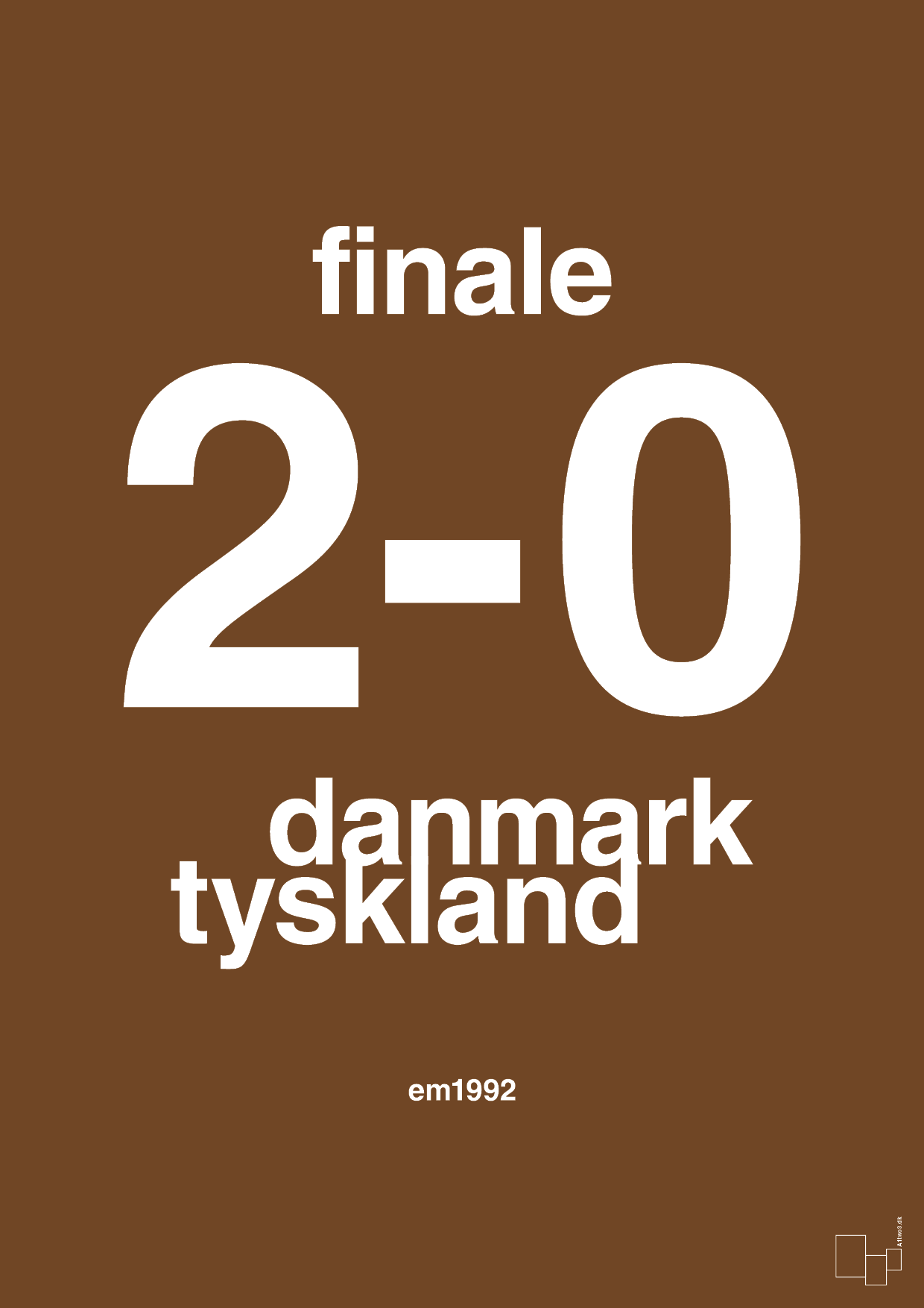 plakat: resultat for fodbold em finalen i 1992 - dark brown-Fodbold-A1two3