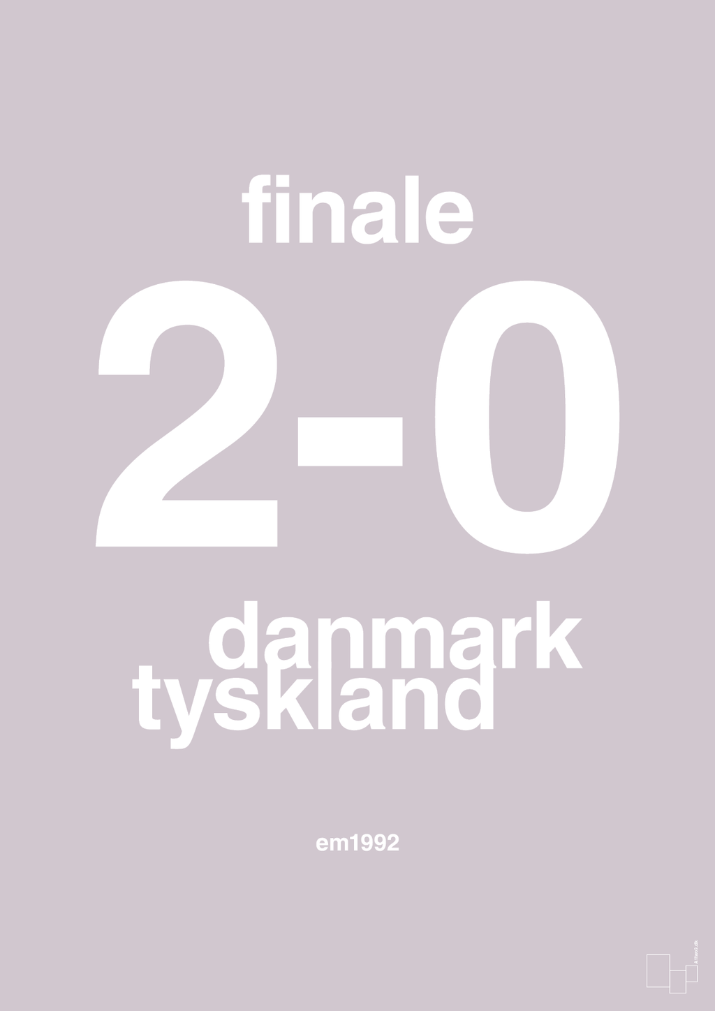 plakat: resultat for fodbold em finalen i 1992 - dusty lilac-Fodbold-A1two3