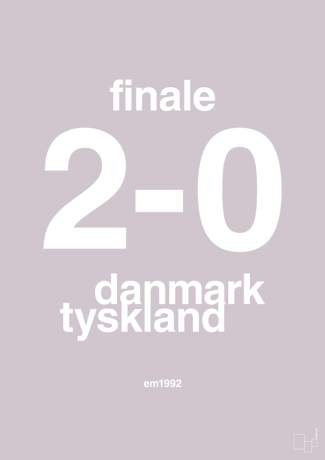 plakat: resultat for fodbold em finalen i 1992 - dusty lilac-Fodbold-A1two3