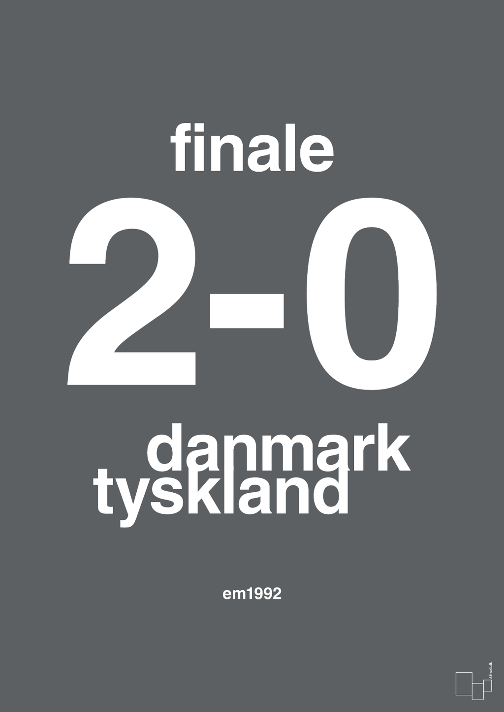 plakat: resultat for fodbold em finalen i 1992 - graphic charcoal-Fodbold-A1two3