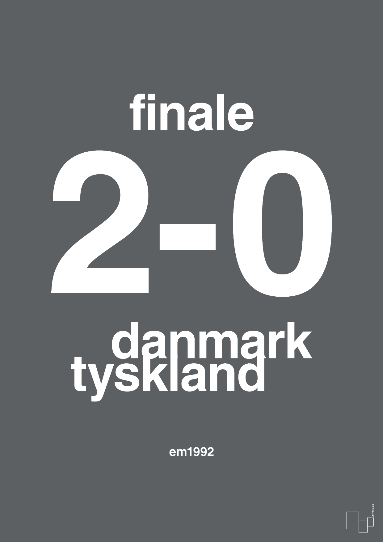 plakat: resultat for fodbold em finalen i 1992 - graphic charcoal-Fodbold-A1two3