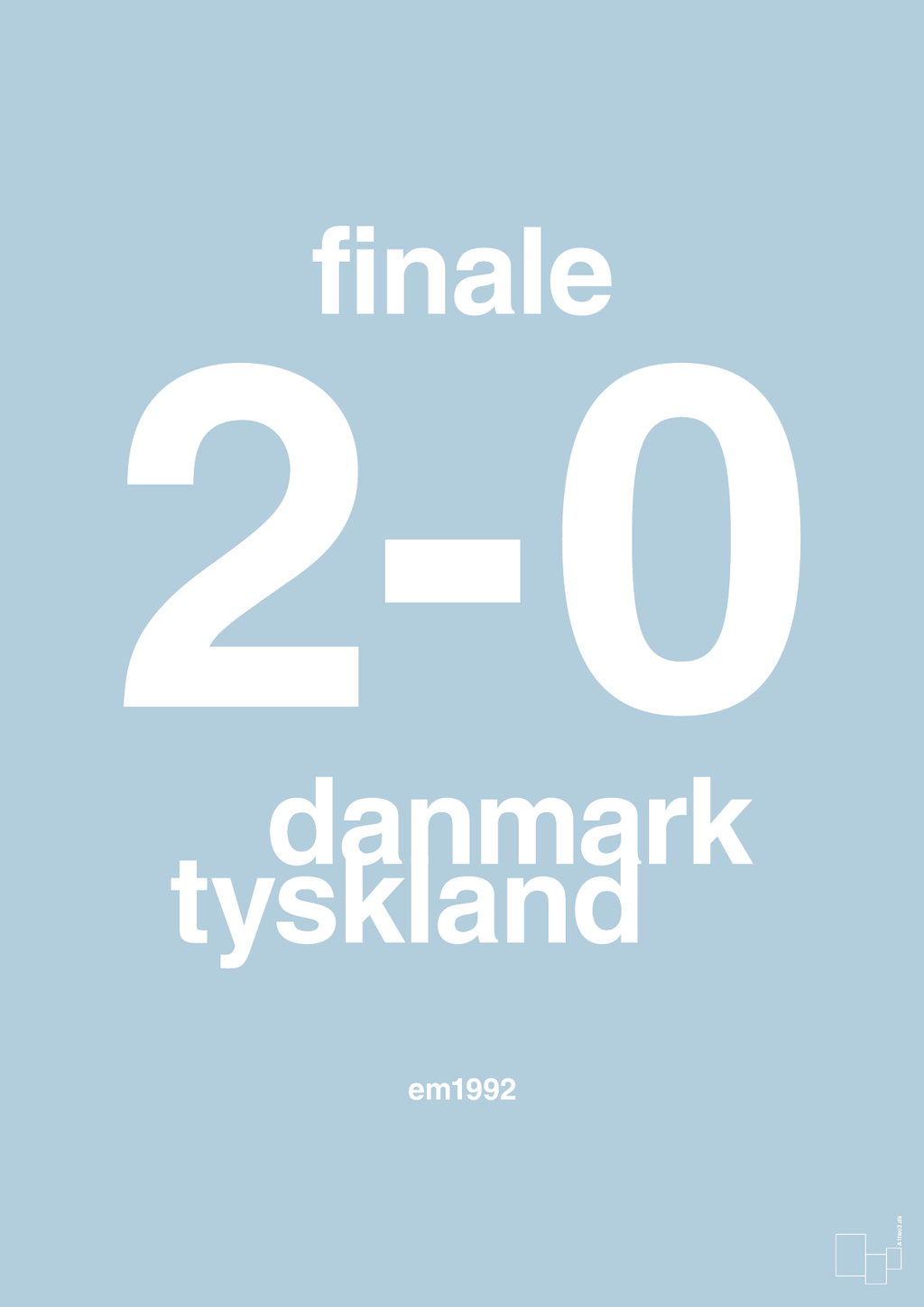 plakat: resultat for fodbold em finalen i 1992 - heavenly blue-Fodbold-A1two3