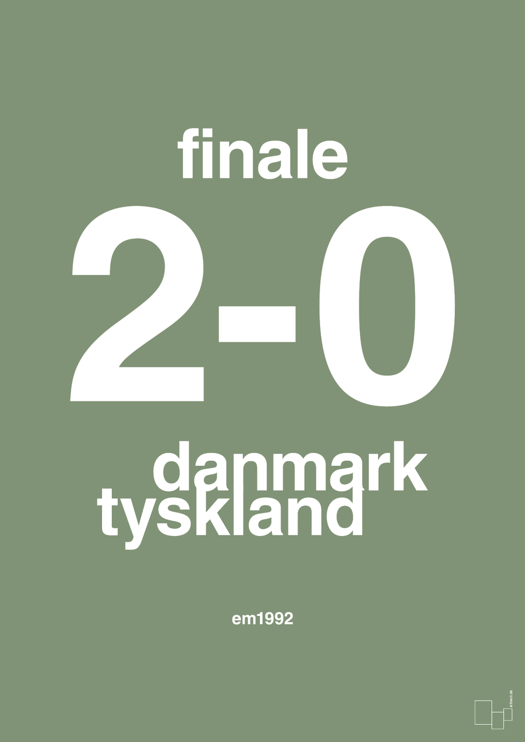 plakat: resultat for fodbold em finalen i 1992 - jade-Fodbold-A1two3