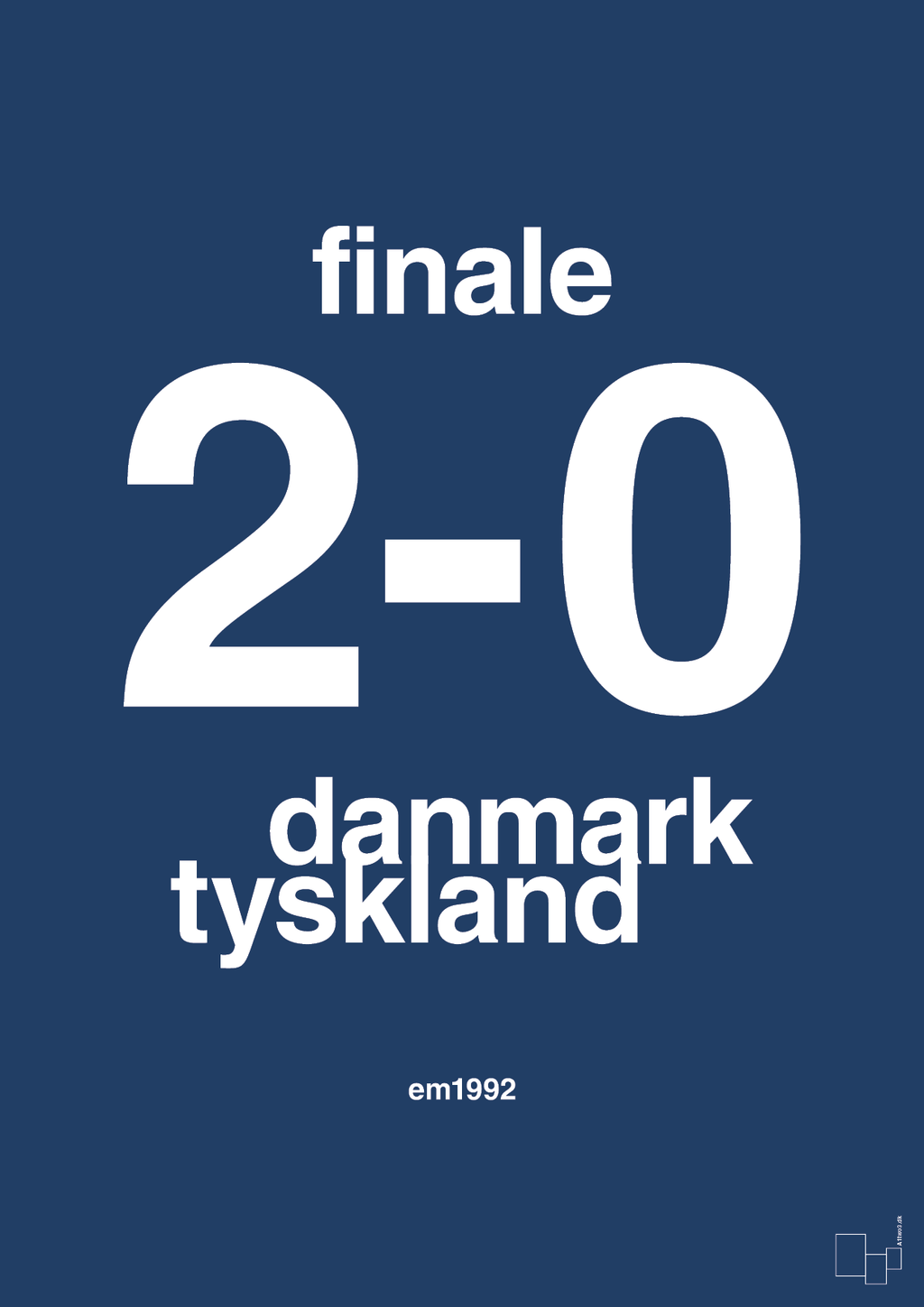 plakat: resultat for fodbold em finalen i 1992 - lapis blue-Fodbold-A1two3