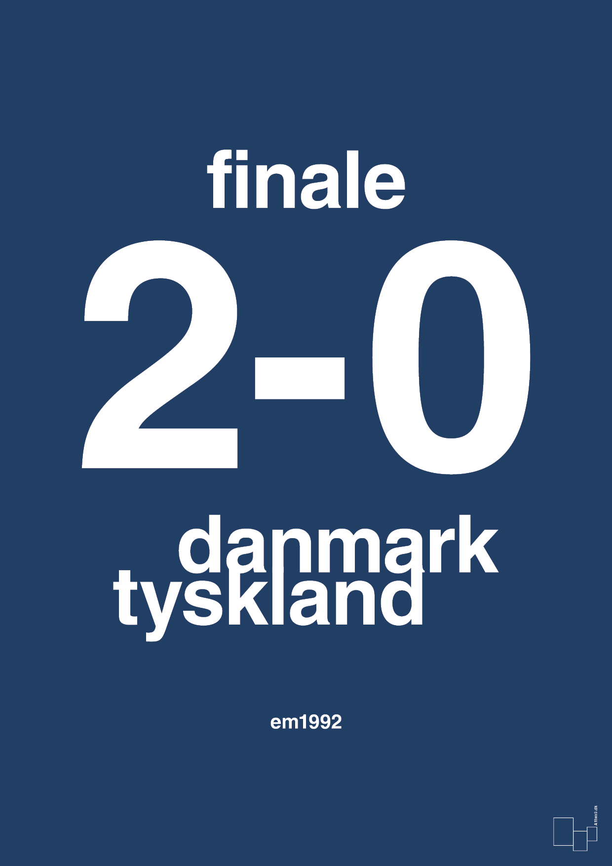 plakat: resultat for fodbold em finalen i 1992 - lapis blue-Fodbold-A1two3