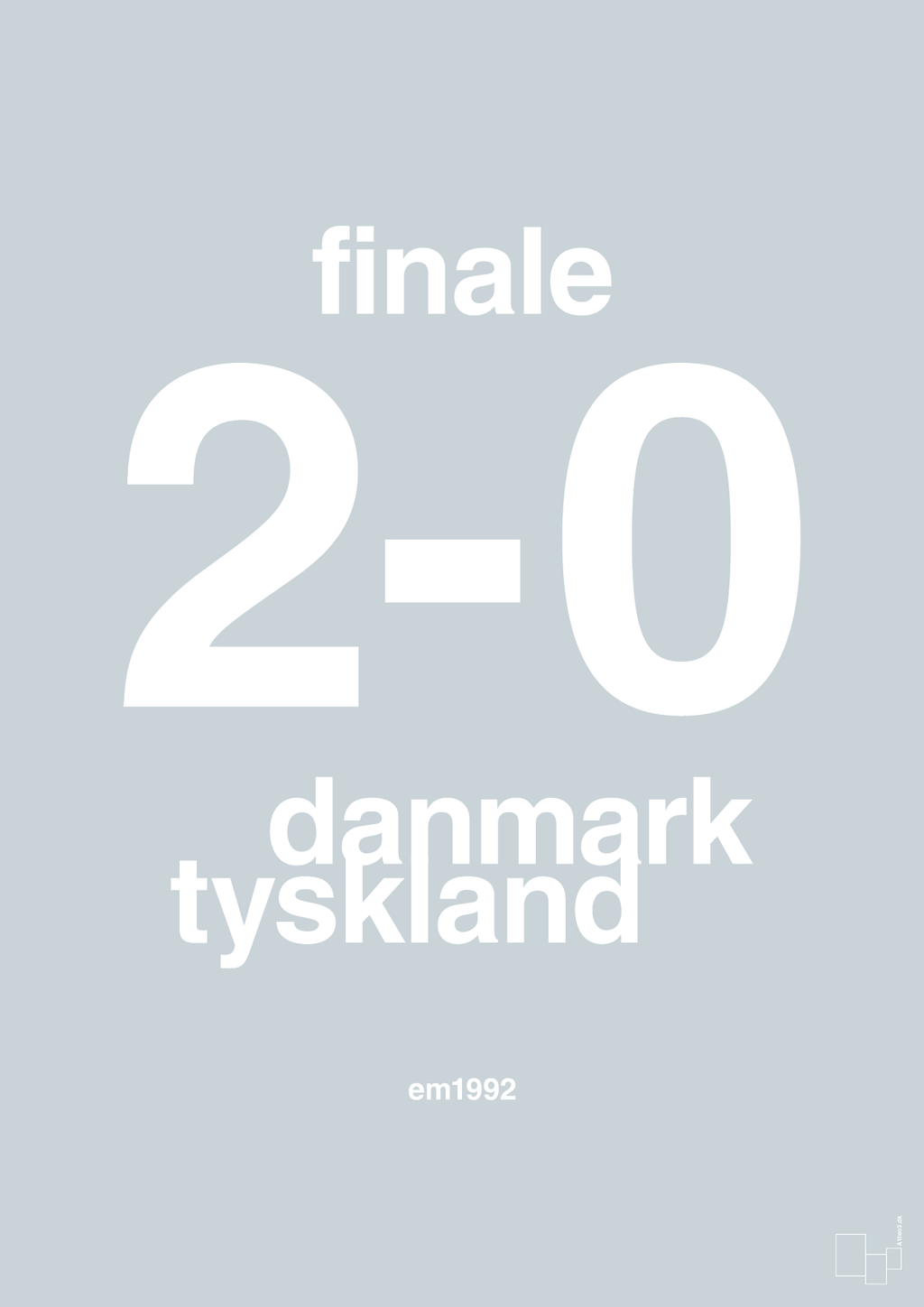 plakat: resultat for fodbold em finalen i 1992 - light drizzle-Fodbold-A1two3