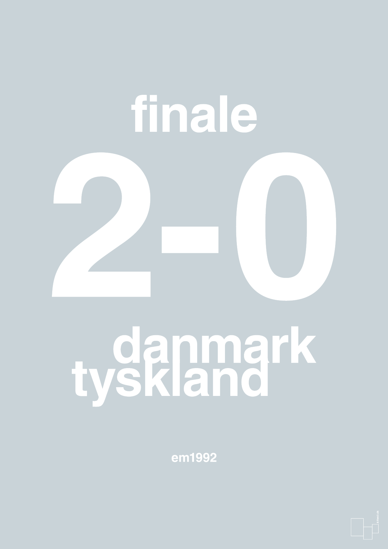 plakat: resultat for fodbold em finalen i 1992 - light drizzle-Fodbold-A1two3